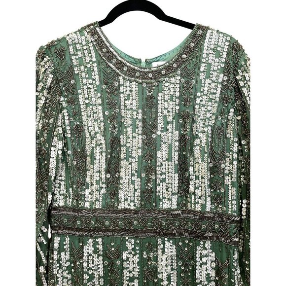 Mac Duggal Crystal-Embellished Long-Sleeve Column Gown Size 12 NEW - Picture 5 of 8